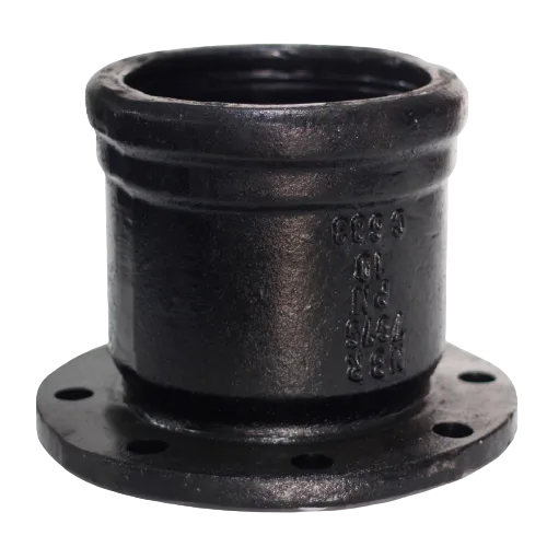 Peça de ferro fundido preta com flange, da linha HSF Equipamentos